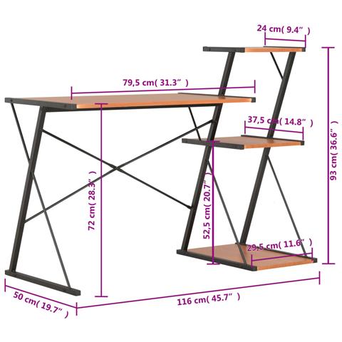 Lusso Casadino -  Scrivania Con Ripiano Nera E Marrone 116x50x93 Cm - Foto 7