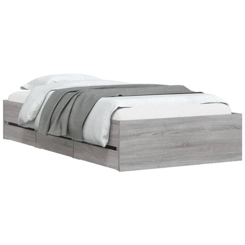 Giroletto Cassetti Grigio Sonoma 90x200 Cm Legno Multistrato - Foto 2