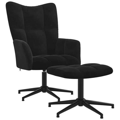 Lusso Casadino -  Poltrona Relax Con Poggiapiedi Nero In Velluto - Foto 1