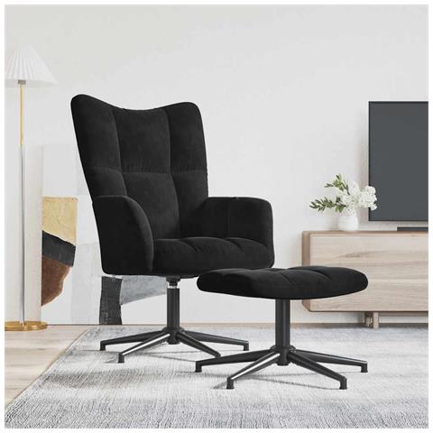 Lusso Casadino -  Poltrona Relax Con Poggiapiedi Nero In Velluto - Foto 8