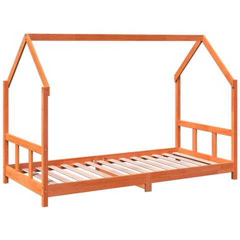 Lusso Casadino -  Giroletto Per Bambini Marrone Cera 90x190cm Legno Massello Pino - Foto 1