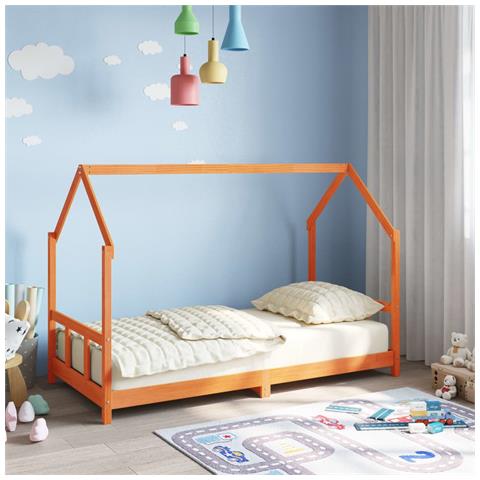 Lusso Casadino -  Giroletto Per Bambini Marrone Cera 90x190cm Legno Massello Pino - Foto 2