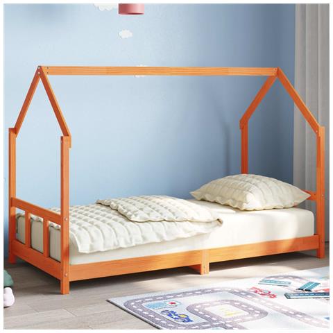 Lusso Casadino -  Giroletto Per Bambini Marrone Cera 90x190cm Legno Massello Pino - Foto 8