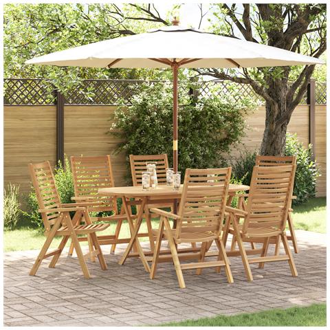 Sedie da giardino  pieghevoli 6 pezzi in legno massello di teak, Sedie da giardino  2 pezzi in legno massello di teak - Foto 2