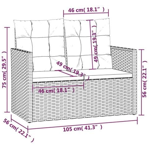 Set Salotto da Esterno 4 pz con Cuscini in Polyrattan Nero - Foto 9