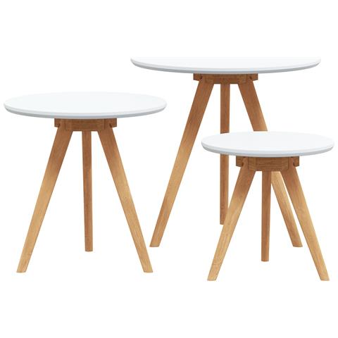 Set di Tavolini da Caffè in Legno Massello Noce e Legno Ingegnerizzato - Foto 1