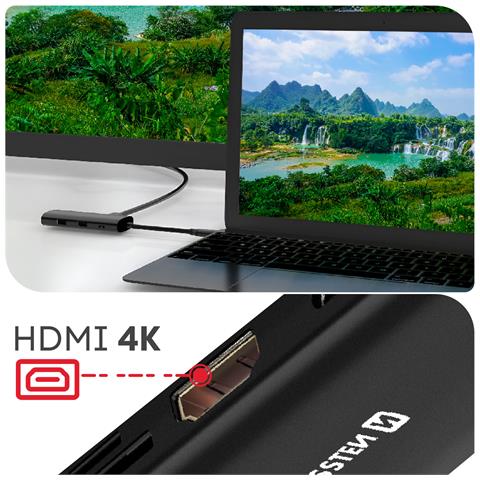 Adattatore Usb Multiport Usb-c + Hdmi 4k + Usb + Lettore Di Schede, Nero - Foto 5