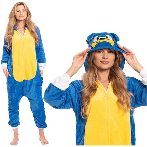Pigiama Da Donna Tuta Kigurumi Onesie Costume Sonic Blu 175-185 Xl - Foto 1