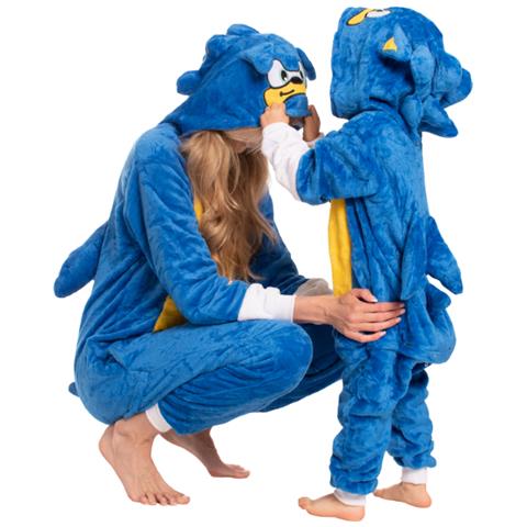 Pigiama Da Donna Tuta Kigurumi Onesie Costume Sonic Blu 175-185 Xl - Foto 8