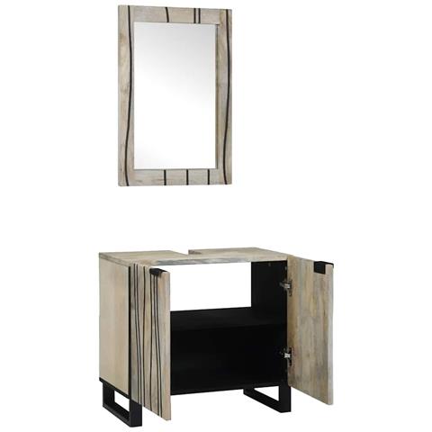 Set di mobili per il bagno 2 pcs Bianco 62 x 33 x 58 cm - Foto 2