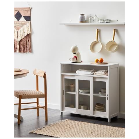 Credenza Espositiva In Vetro Crabtree 86 Cm Bianco - Foto 1