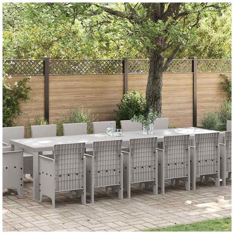 Set da Pranzo per Giardino 15 pcs Grigio chiaro Rattan Polt - Foto 2