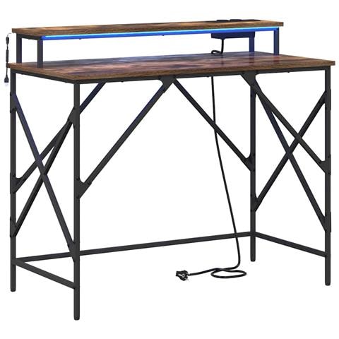 Scrivania Rovere fumo 100 x 50 x 86.5 cm Legno multistrato - Foto 1