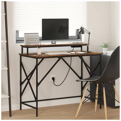 Scrivania Rovere fumo 100 x 50 x 86.5 cm Legno multistrato - Foto 2