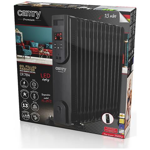 Radiatore a Olio da Pavimento CR 7814 13 Elementi 2500 W Nero - Foto 4