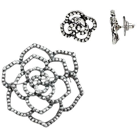 Orecchini E Spilla ""scale"" In Argento Placcato - Foto 1