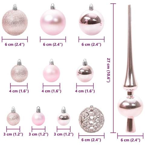 Set di Palle di Natale con 150 LED 61 pcs Rosa Plastica - Foto 9