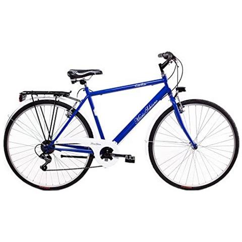 Mario Schiano City Bike 28'' - Bici Da Città, Uomo, Ruote 28'', Cambio 7 Velocità, Telaio Acciaio, Con Accessori - Colore Blu - Foto 1