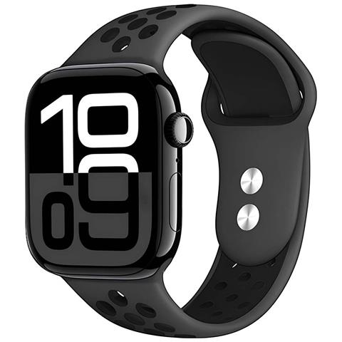 Bracciale Sport Perforato Per Apple Watch 38 / 40 / 41 Mm Regolabile E Flessibile, Nero - Foto 1