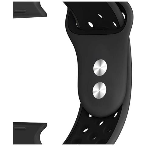 Bracciale Sport Perforato Per Apple Watch 38 / 40 / 41 Mm Regolabile E Flessibile, Nero - Foto 2