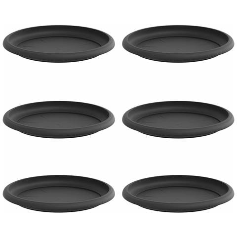 Vassoio Rotondo per Fiori 6 pcs Nero Ø 19 x 2 cm Plastica - Foto 1
