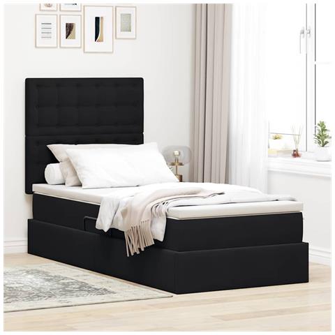 Letto con contenitore e materasso Nero 90 x 200 cm Velluto - Foto 2
