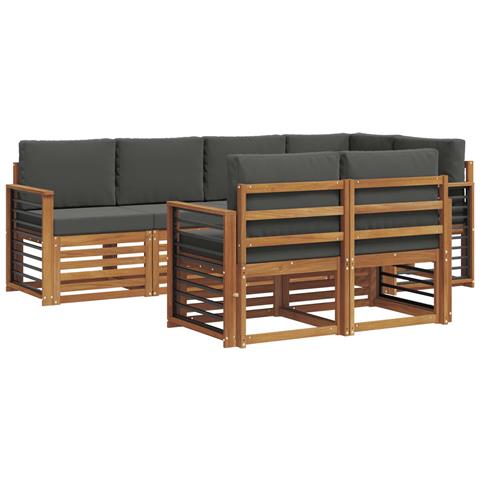 Set divani 7 pcs Naturale e Antracite Legno di Acacia Massello - Foto 1