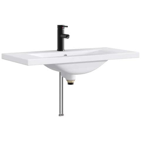 Lavabo da bagno Nero Opaco 81 x 40 x 17,5 cm Metallo - Foto 1