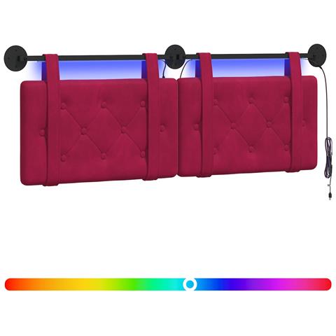 Testiera sospesa Con luce LED Rosso Vino Velluto - Foto 1