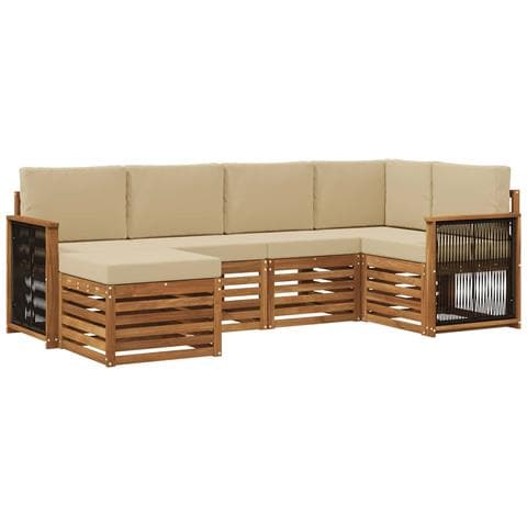 Set divano sezionale con cuscino 5 pcs Naturale - Foto 1