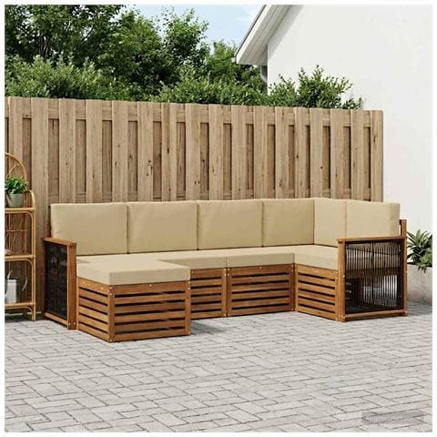 Set divano sezionale con cuscino 5 pcs Naturale - Foto 2