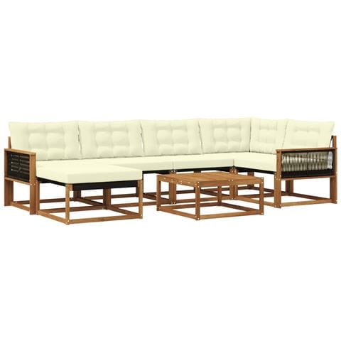 Set di divani da esterno con cuscino 7 pcs Naturale e Crema - Foto 1