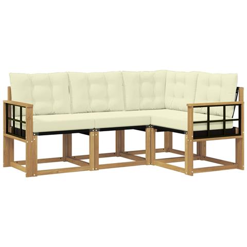 Set di divani da esterno con cuscino 4 pcs Bianco e Crema - Foto 1