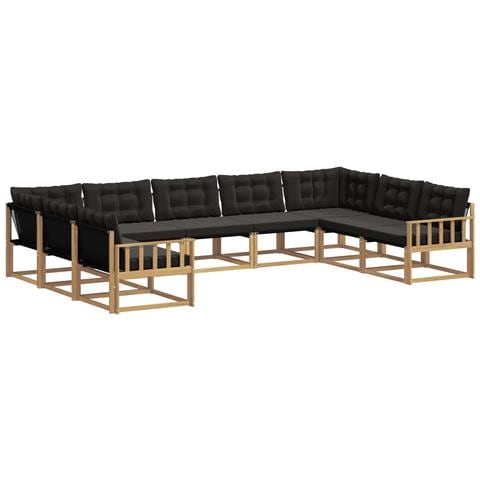 Set di divani da esterno con cuscino 9 pcs Bianco e Nero - Foto 1