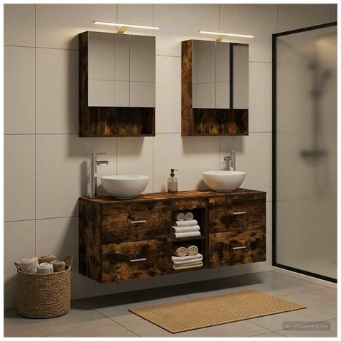 Set di Armadi da Bagno 5 pcs Rovere Fumo 50 x 14,5 x 70 cm - Foto 2