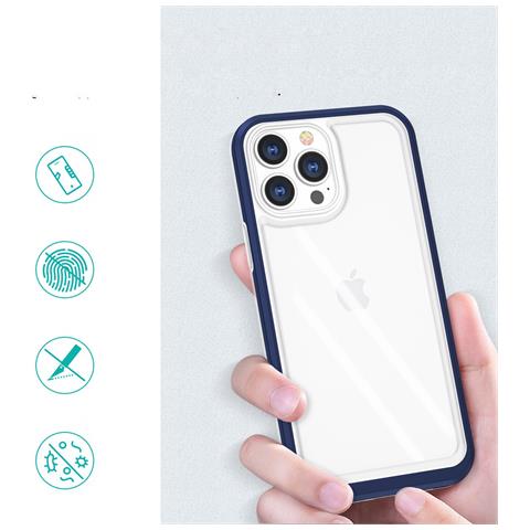 Custodia Trasparente 3 In 1 Per Iphone 13 Pro Max Con Cornice, Blu Gelato - Foto 2