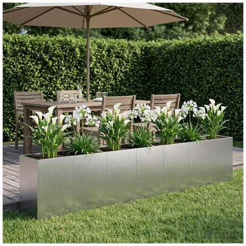 Vaso da giardino Argento 280 x 40 x 60 cm Acciaio Inox - Foto 2
