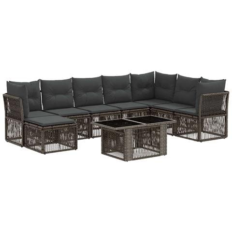 Set Divano da Giardino 9 pz Grigio polyrattan - Foto 1
