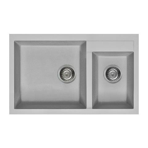 Lavello Quadra 440 Metaltek 81x50 cm 2 vasche Colore Aluminium 79 - Foto 1