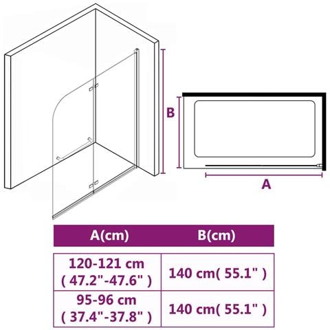 Box Doccia Pieghevole A Libro 2 Pannelli In Esg 120x140 Cm - Foto 2