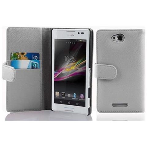 Cadorabo Custodia Compatibile Con Sony Xperia C In Magnesio Bianco - Coperchio Protettivo In Ecopelle Testurizzata E Tasca Per Carte Di Credito - Foto 1