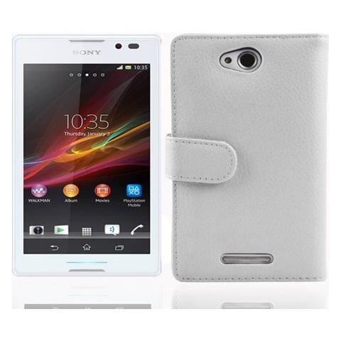 Cadorabo Custodia Compatibile Con Sony Xperia C In Magnesio Bianco - Coperchio Protettivo In Ecopelle Testurizzata E Tasca Per Carte Di Credito - Foto 4