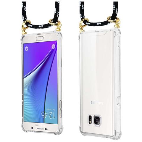Catena Di Telefoni Cellulari Compatibile Con Samsung Galaxy Note 5 In Nero Argento - Coperchio Protettivo In Silicone Con Anelli D'oro, Cinturino In Corda E Custodia Staccabile - Foto 10