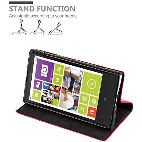 Custodia Compatibile Con Nokia Lumia 1020 In Rosso Mela - Coperchio Protettiva Con Chiusura Magnetica, Funzione Stand E Tasca Per Le Carte - Foto 2