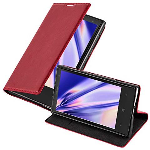 Custodia Compatibile Con Nokia Lumia 1020 In Rosso Mela - Coperchio Protettiva Con Chiusura Magnetica, Funzione Stand E Tasca Per Le Carte - Foto 1