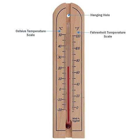 Tradizionale In Legno In Camera Termometro Per Misurare Temperatura Ambiente - Pu Essere Utilizzato Al Coperto O Allaperto Ed Ideale Per Casa Ufficio Giardino Serra O Garage - Foto 2