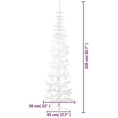 Albero Natale Artificiale Sottile a Metà Supporto Bianco 210 cm - Foto 2