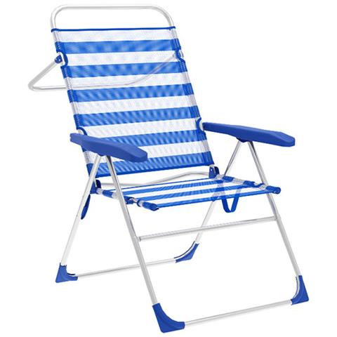 Sedia Pieghevole Marbueno Righe Azzurro Bianco 59 X 97 X 61 Cm - Foto 1