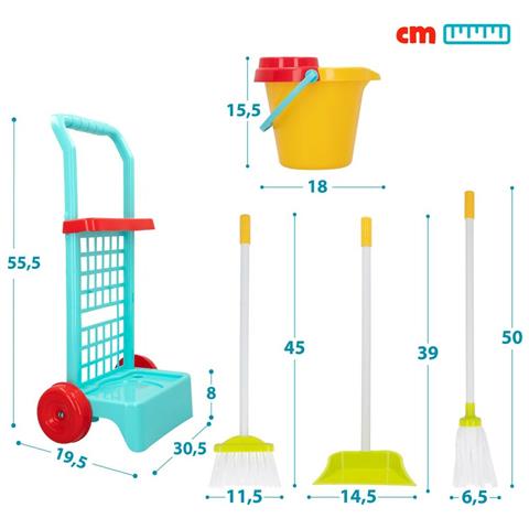 Carrello Delle Pulizie Con Accessori Colorbaby Giocattolo 5 Pezzi 30,5 X 55,5 X 19,5 Cm (12 Unità) - Foto 2