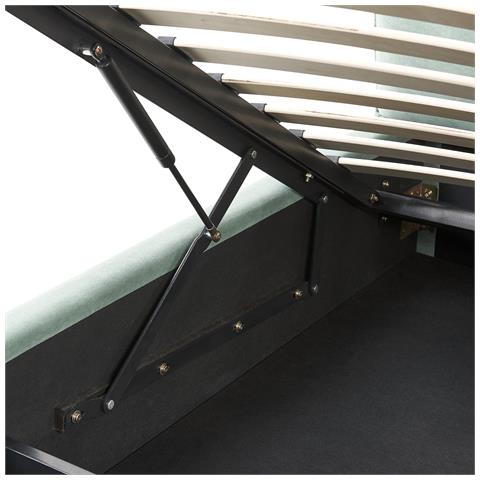 Letto Matrimoniale Contenitore Velluto Verde Menta 160 X 200 Cm Bajonna - Foto 2